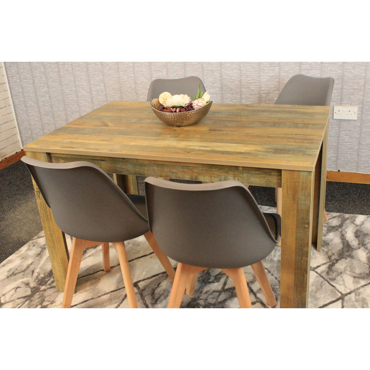 Rustic Effect Table And 4 Grey Tulip Chairs Dining Table Set