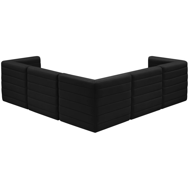 Enso Velvet L-Shaped Sectional Reversible, Black Velvet