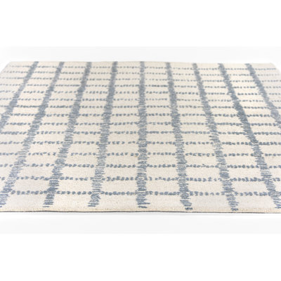 Patia Hand Tufted Wool Geometric Light Blue Area Rug 5' X 8'