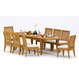 13 Pcs Grade-A Teak Wood Dining Set: 122" Atnas Double Extension Rectangle Table And 12 Caranas Armless Chairs #11Ca2800