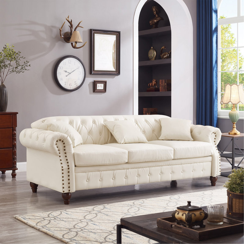 Canapé 85,8 po Chesterfield, Ivoire ivoire