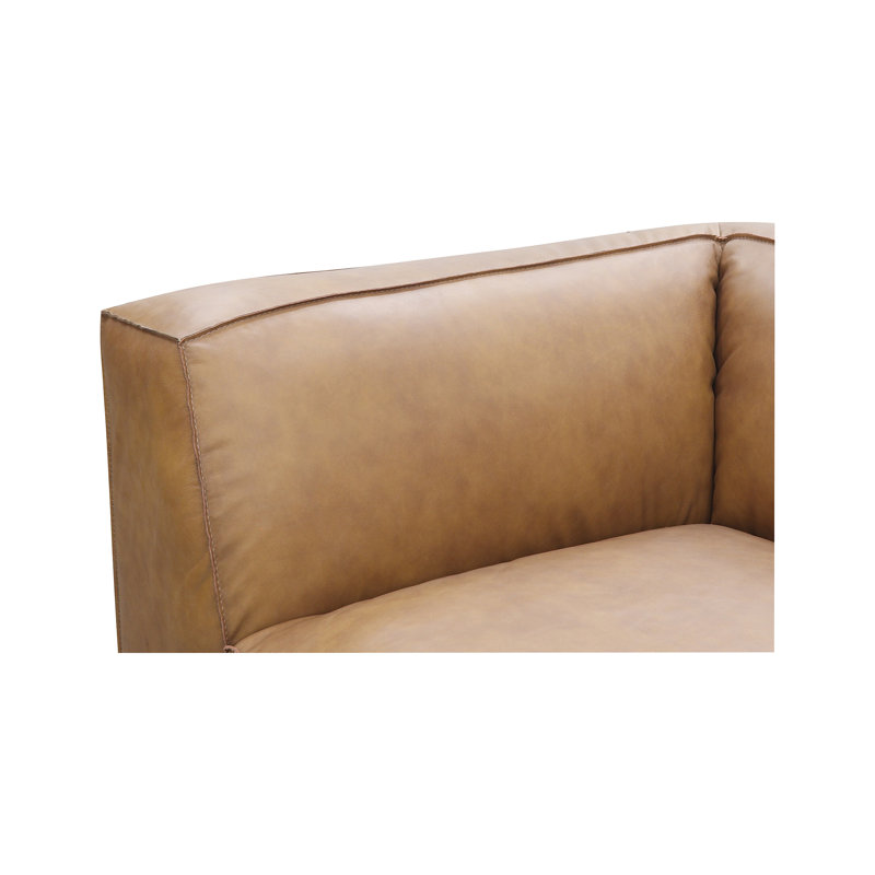 Form Astra 5 - Genuine Leather Modular Sectional with Ottoman, Tan Genuine Leather, 26" H x 112" W x 71.5" D