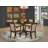 5 Piece Modern Dining Table Set Includes a Round Wooden Table with Dropleaf and 4 Dark Gotham Grey Linen Fabric Parsons Chairs, Wirebrushed Black-1003565-1003567-1033826