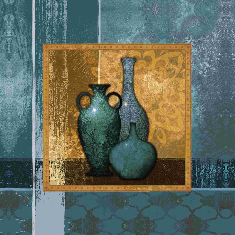 3 pots marocains 2 - peinture sur toile tendue, H 20 po x l 20 po