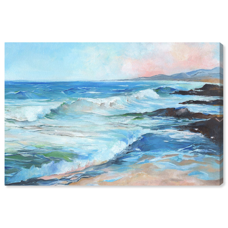 «Ocean View», toile d'art pastel abstraite et apaisante par Art Remedy, Toile tendue, H 16 po x l 20 po