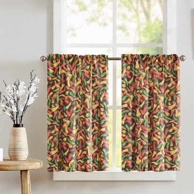 Rideau de café floral sur mesure en mélange de coton l 27 po