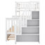 Lit simple superposé au dessus d'un lit double avec gigogne et escalier, blanc-1179651933-1179651932