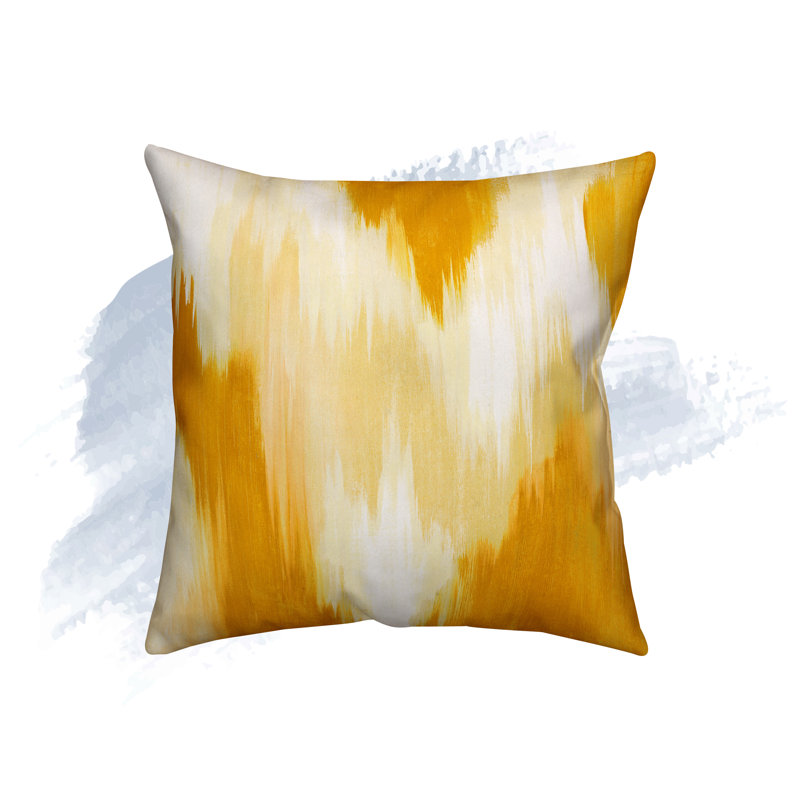 Ikat Reversible Throw Pillow, 20" x 20", Yellow, Polyester
