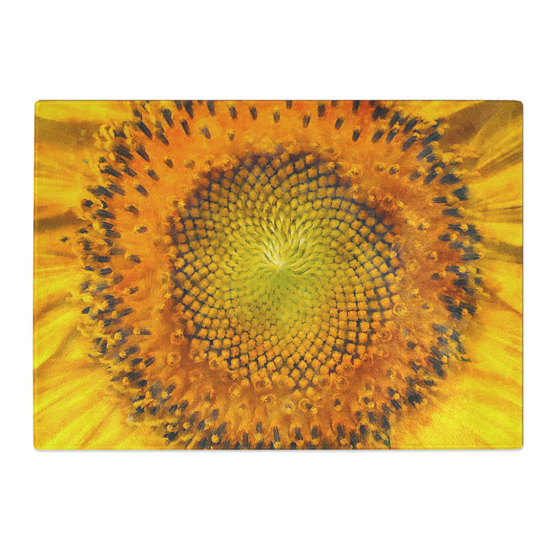 Tempered Glass the Eye of a Yellow Sunflower Chopping Board, 20 cm x 28.5 cm