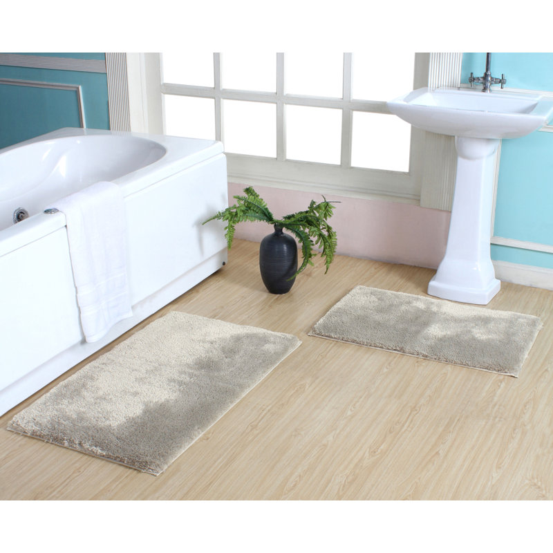 Luxury Microfiber Bath Rug Set - 20”X32”/23”X39”, Beige