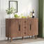 Sideboard Buffet Cabinet with Sliding Tambour Doors and Curved Fluted Design