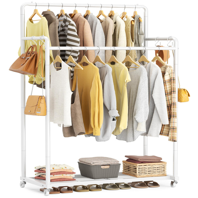 Pinnell 72.5cm Rolling Clothing Rack, White