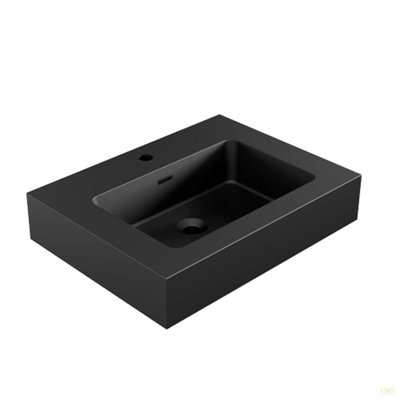 Integrated Engineered Quartz Basin Without Drain And Faucet, Matt Black Color