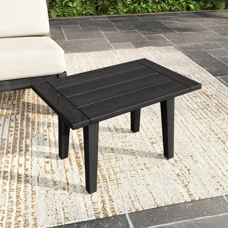 Polett Rectangular 19.6'' W Solid Wood Outdoor Side Table , Black