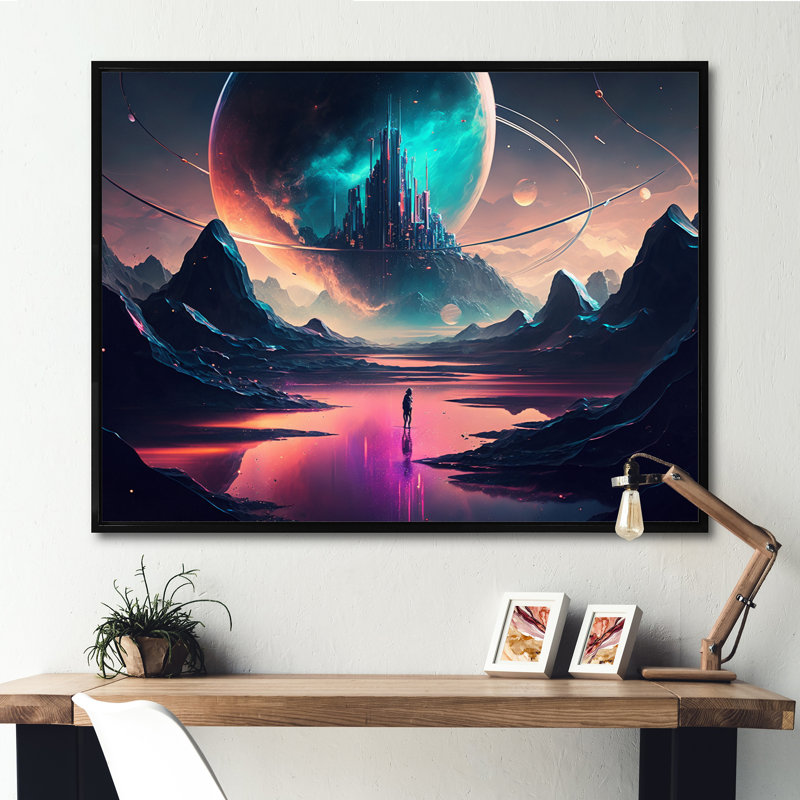 Moon Eclipse Desert Landscape III, reproduction d'art sur toile, Noir, H 12 po x l 20 po x P 1 po