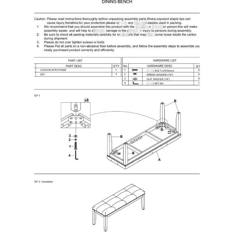 Banc rectangulaire rembourré avec revêtement gris et pieds noirs pour un espace de vie élégant, chambre transitionnelle grise