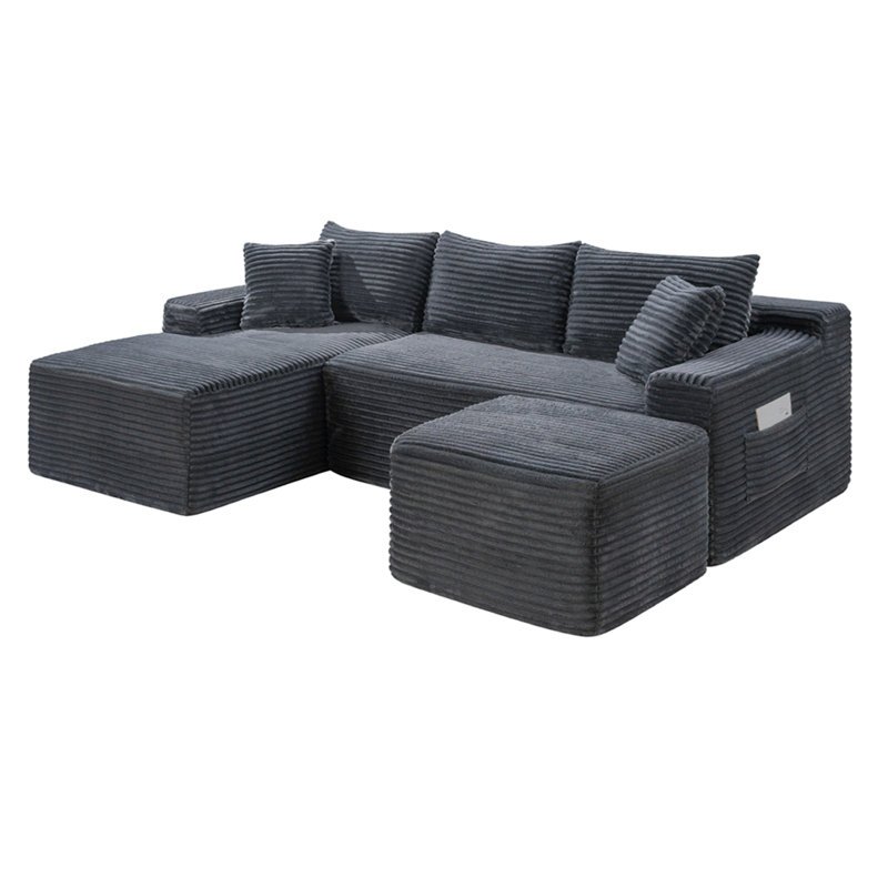 Canapé modulaire en forme de U 94,5 po avec siège profond, sans assemblage requis, canapé-lit modulaire pour salon, chambre à coucher, appartement