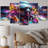 Sci-Fi Retro Futuristic Robot In Neon III - Robot Wall Art Living Room - 5 Panels