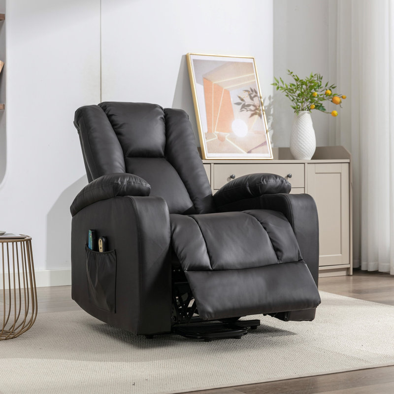 Anuel 88cm Wide Faux Leather Lift Assist Standard Recliner with Massager, Brown