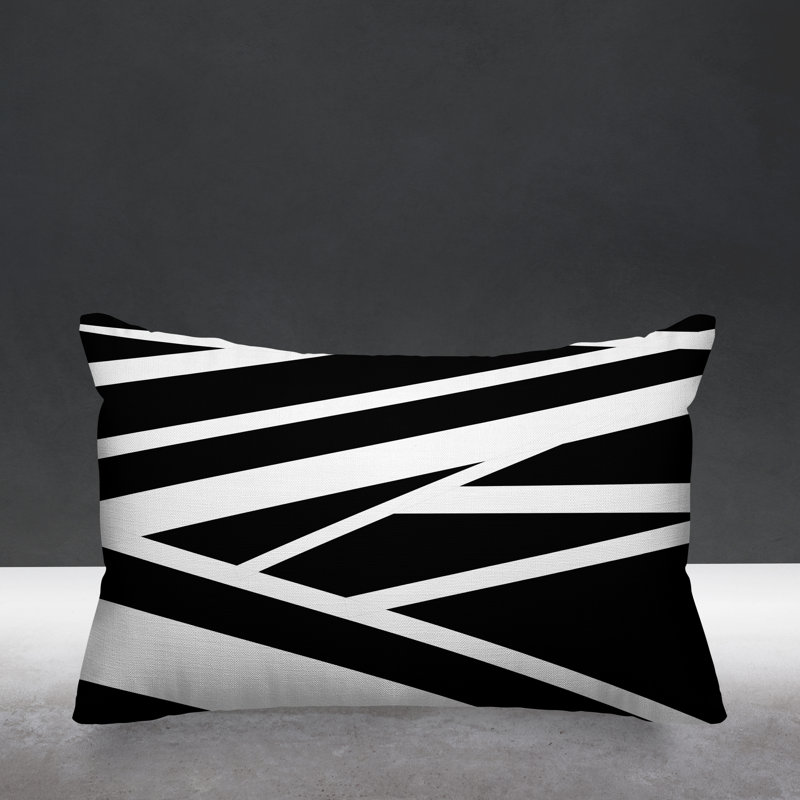 Coussin décoratif intérieur / extérieur Winslow, Noir, Rectangulaire H 20 po x l 14 po