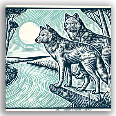Moonlit Wolves Canvas Wall Art Print