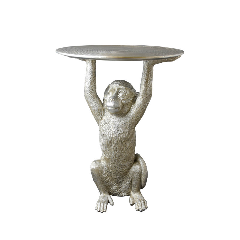 Noriega Figurine End Table, Silver