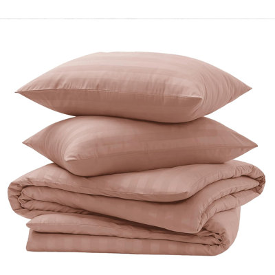 Microfiber Striped Duvet Cover Set with Pillowcases