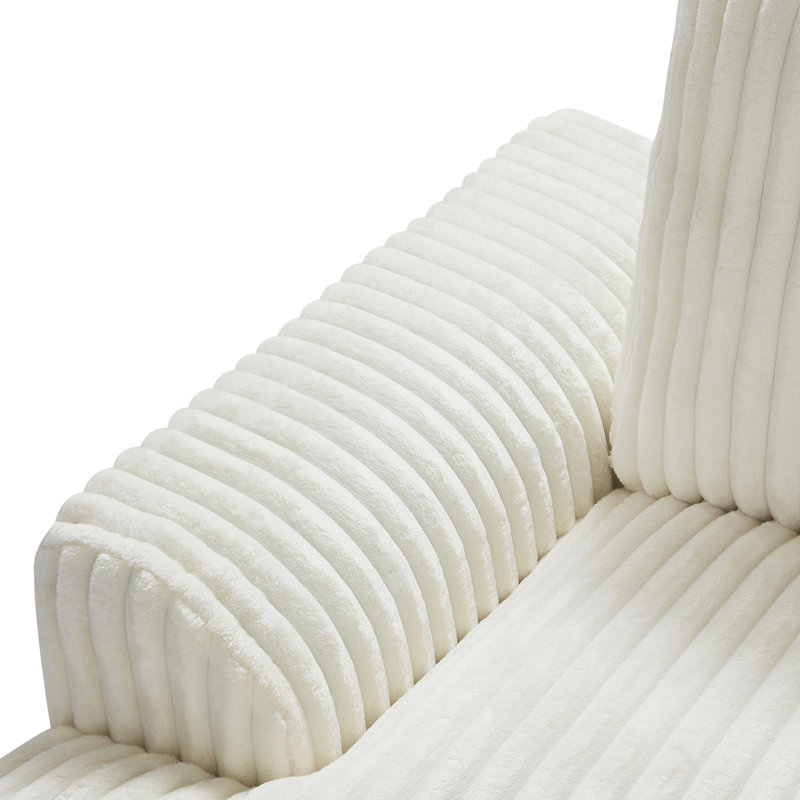 Beige Corduroy U-shaped Couch With Soft Fabric And Square Pillows Sectional Cover Lumbar Support