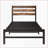 Twin Size Metal Platform Bed Frame with Rustic Wood Headboard, No Box Spring Needed, 300lbs Capacity-688772964