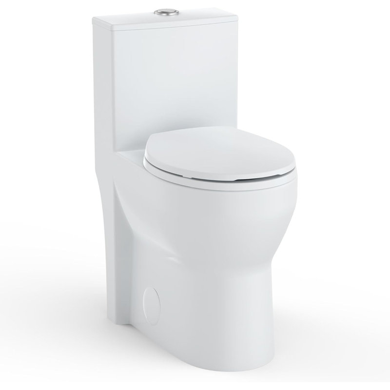 19" Tall One-Piece Round Toilet with ADA Comfort Height, 0.8/1.28L GPF Dual Flush & 12" Rough-In | High Bowl Design for Seniors in White