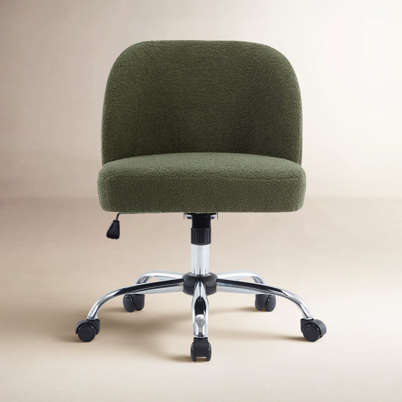 Brodyn 25.59" W Swivel Sherpa Fabric Task Chair, Green