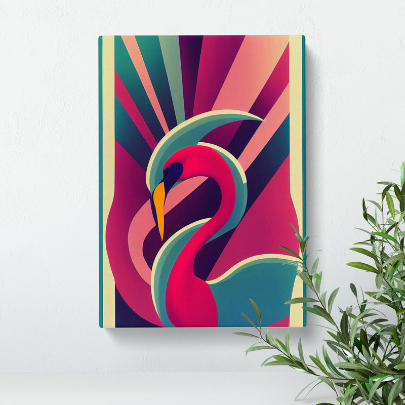 Modern Flamingo Abstract - Wrapped Canvas, 50cm H x 35cm W x 3cm D