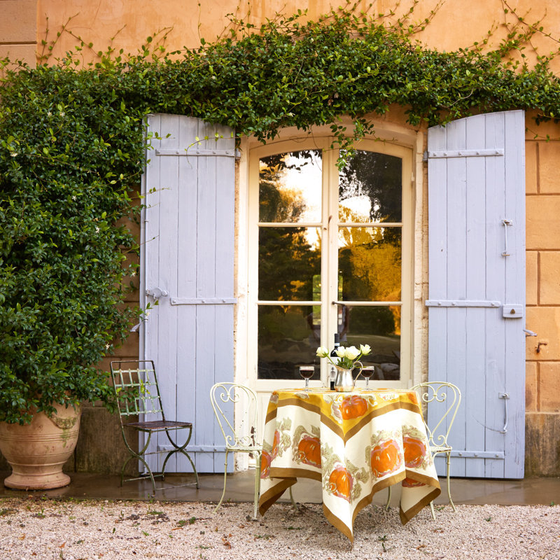 Pumpkin Tablecloth in Orange & Mustard, 90" L x 90" W, Yellow