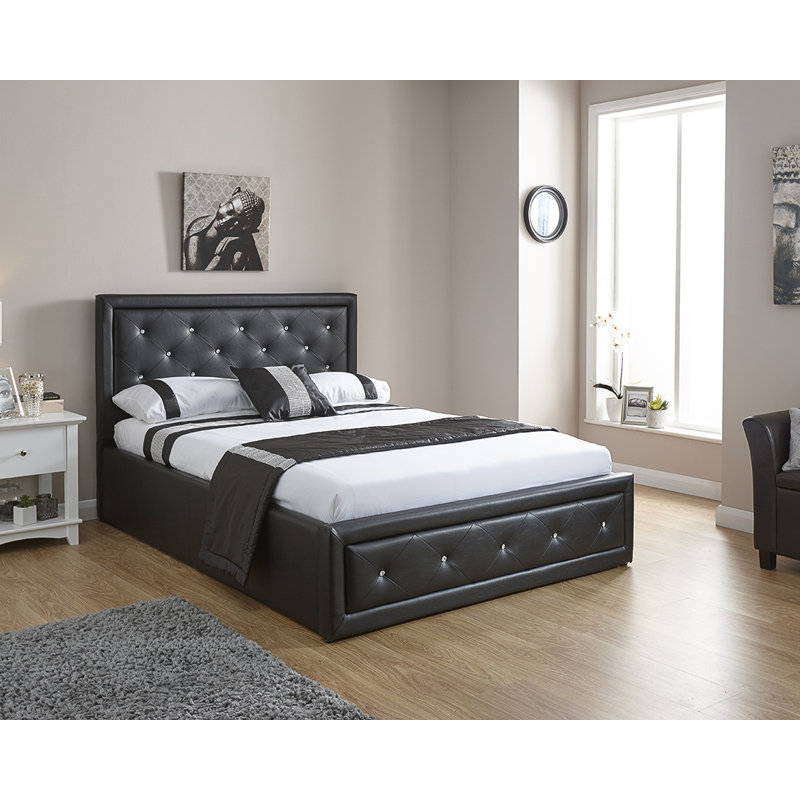 Dadur Upholstered Ottoman Storage Bed, Double (4'6)	, Black