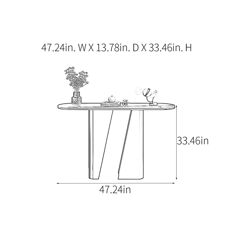 Console Modern Minimalist Art Design, H 33,46 po x l 47,24 po x P 13,78 po, Blanc, Noir