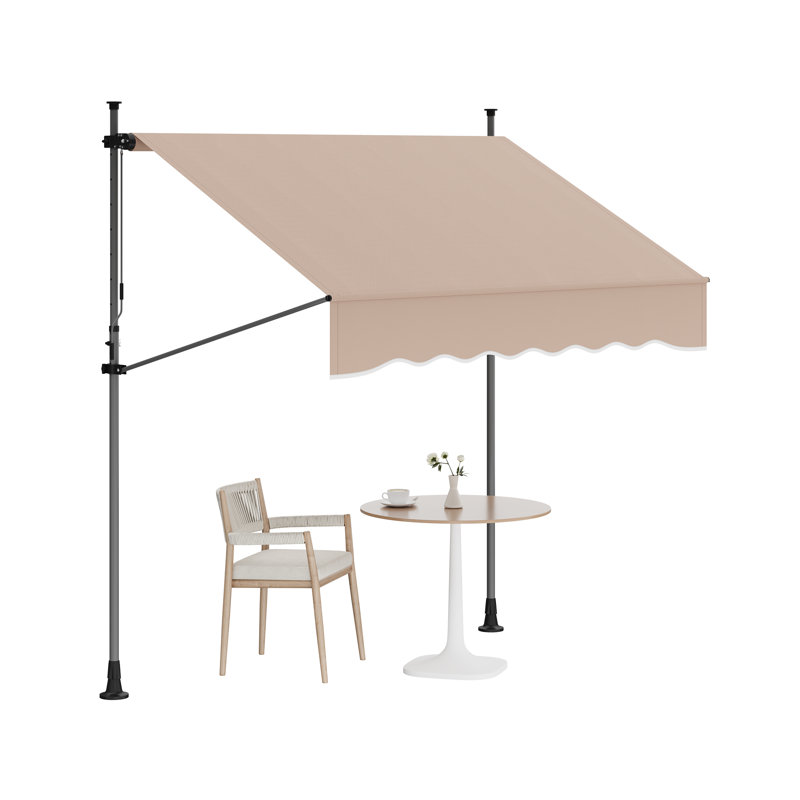 Manual Retractable Awning 118in w x 118in h Side Bar 47-59in Patio Awning Retractable Outdoor Sunshade Shelter Height Adjustable Sunsetter Retractable Awning UV Protection for Backyard Garden