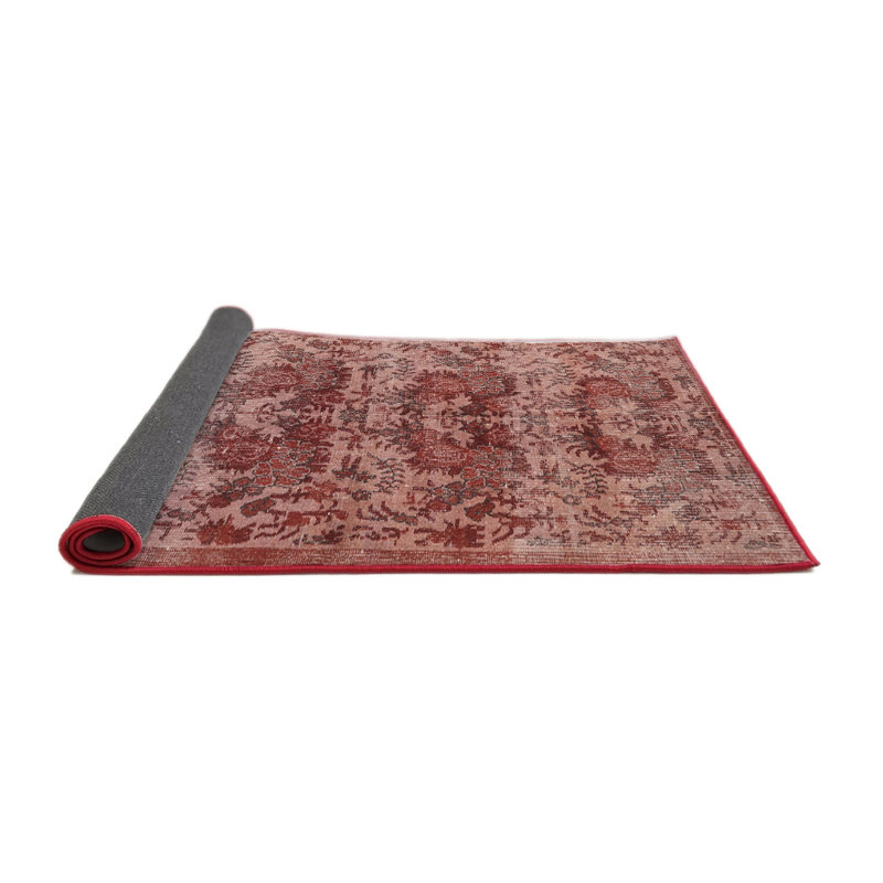 Tapis traditionnel rouge / brun, Rond 3 pi