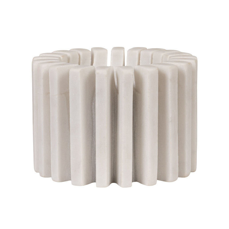 Bougeoir en marbre, Blanc, H 3 po x l 4,5 po x P 4,5 po