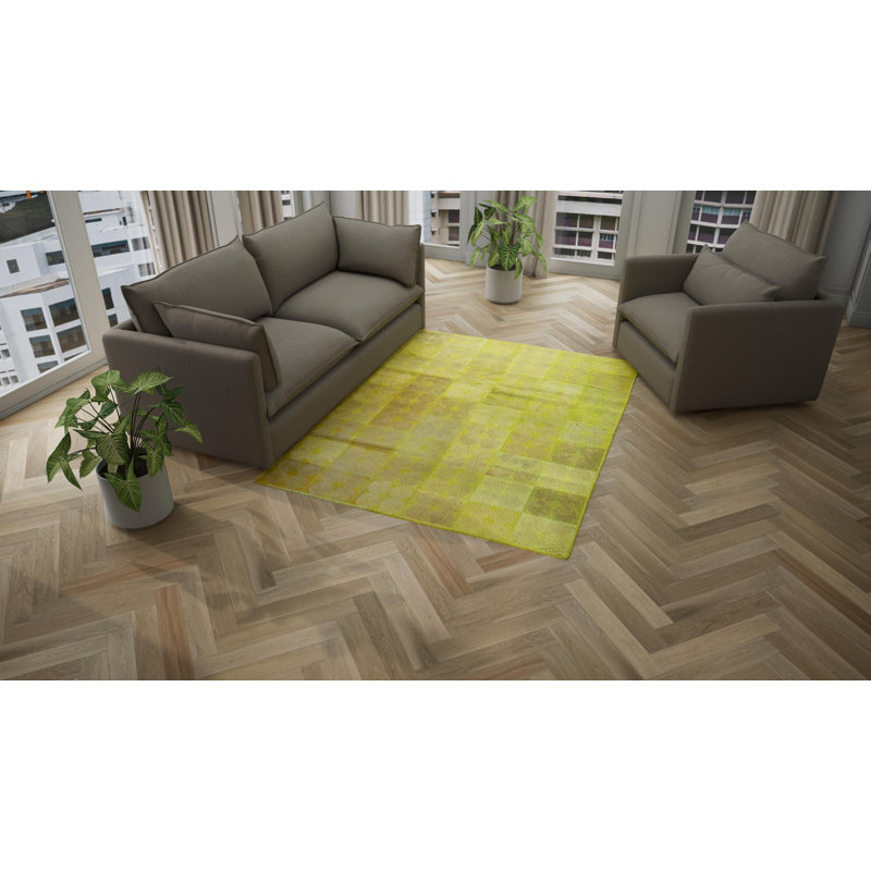 Green Patchwork Cowhide Rug - 6' x 8'1