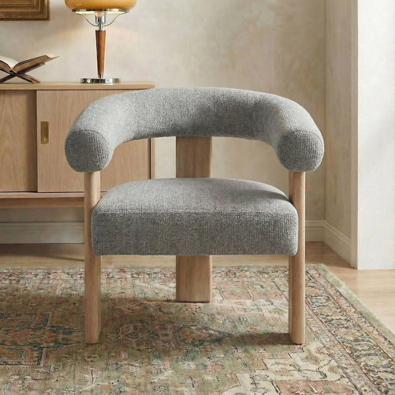 Chaise avec accoudoirs rembourrée Mamanbai, Gris