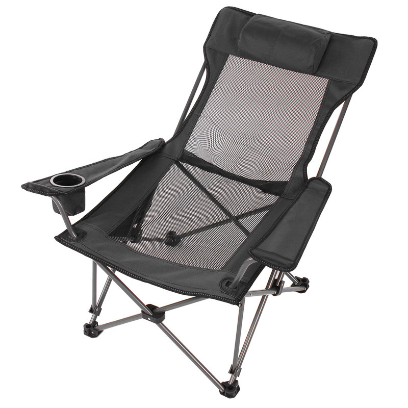 Chaise de camping inclinable Gearldean, Gris