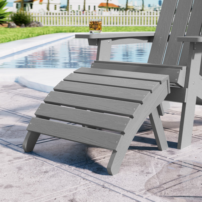 Repose-pieds extérieur en plastique Kacy-Leigh Adirondack, Gris