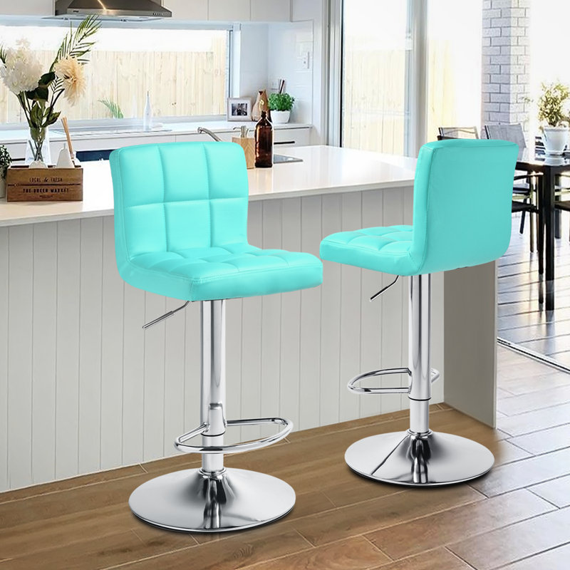 Tabourets de bar pivotants en similicuir, tabourets de bar réglables à hauteur de comptoir avec dossier et repose-pieds, 2
