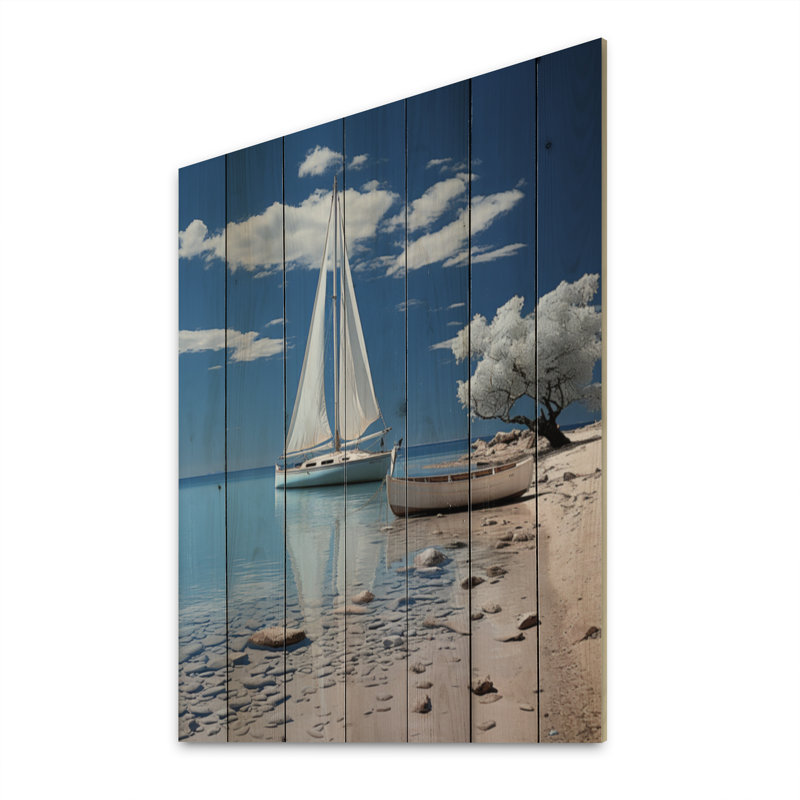 Bateau élégance minimaliste III sur bois, H 40 po x l 30 po x P 0,78 po