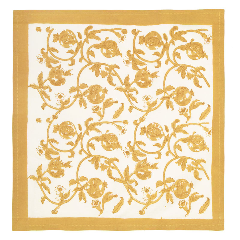 Britannia 100% Cotton Floral Square Napkin, Mustard