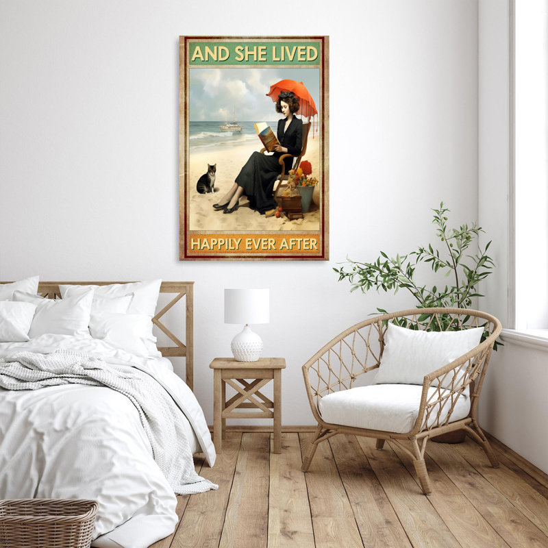 «Beach And She Lived Happily Ever After», reproduction d'art graphique sur toile tendue 1 pièce