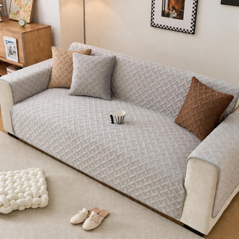 Ensemble de housse de coussin antidérapant 3 pièces avec housses pour accoudoirs séparés, 78,74 po x 70,9 po