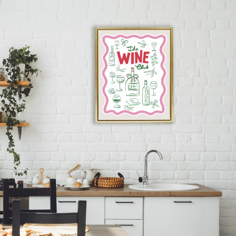 Cadre flottant Wine Club Minimal Glam, design par Dominique Vari, H 21 po x l 17 po, Cadre flottant métallique doré