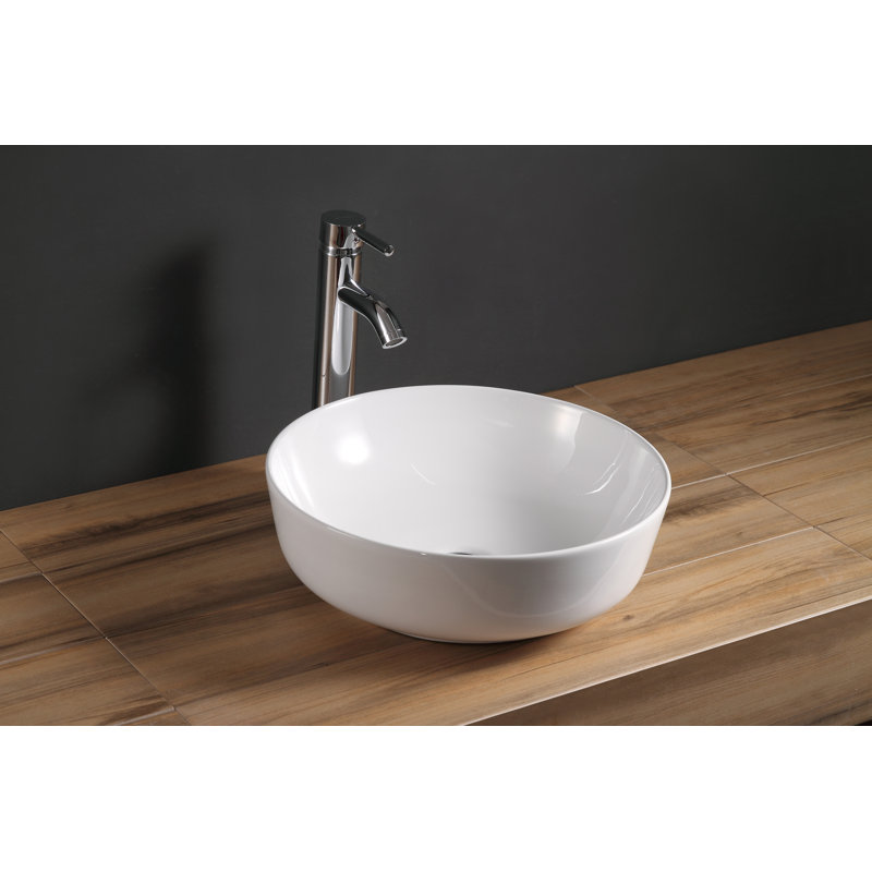 Elanti 16.5'' White Ceramic Circular Bathroom Sink