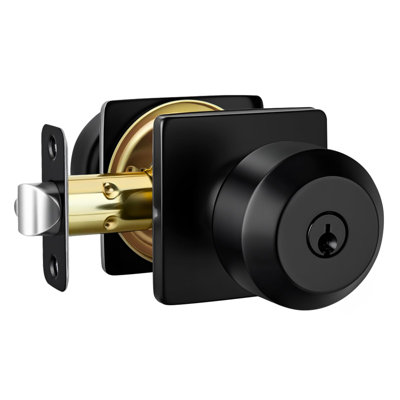 Matte Black Keyed Alike Exterior Door Knob, Front Door Knob with Lock and Key, Black Door Knobs Exterior 1 Pack